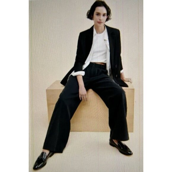 MADEWELL The Harlow Wide-Leg Lightweight Twill Pants Black Women’s Size 2P - Picture 2 of 16